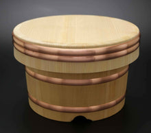 Load image into Gallery viewer, Wooden Rice jar Ohitsu Tub Edobitsu Type Edo Sawara Cypress Made in Japan 42cm
